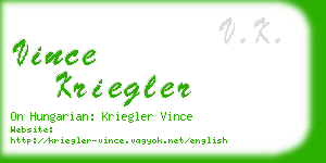 vince kriegler business card